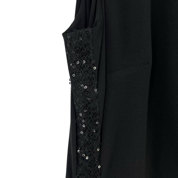 Chaps Sequin Shimmer Trim Ruched Waist Sleeveless Dress Womens Size Large - Picture 3 of 6